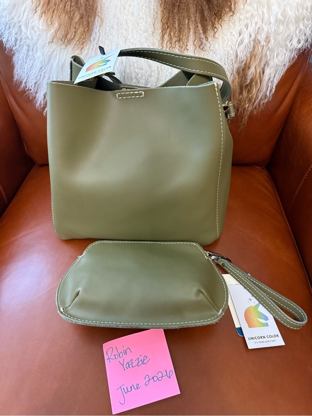 🦄 PLG Moss Butterfly bucket bag and Pinch pouch Unicorn bundle! - Picture 2 of 2